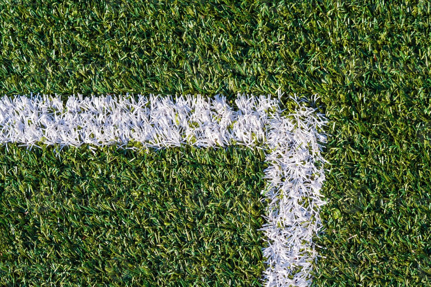 Sports field with artificial grass and white markings photo