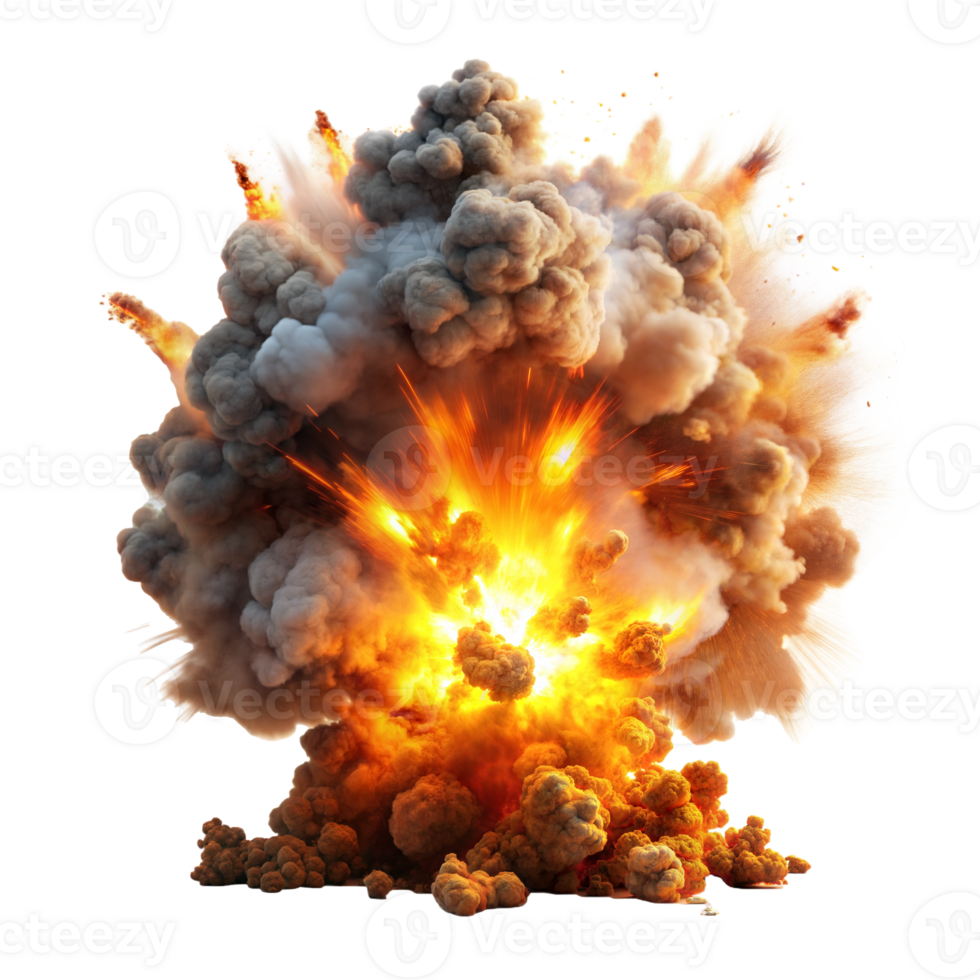 Massive explosion of smoke and dirt on transparent background png