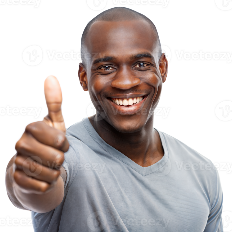 Cheerful man giving thumbs up gesture png