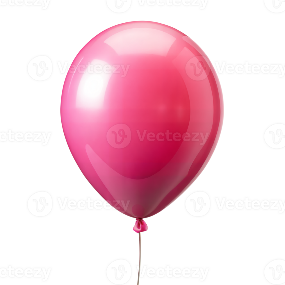 A shiny pink balloon floats with a transparent background, png