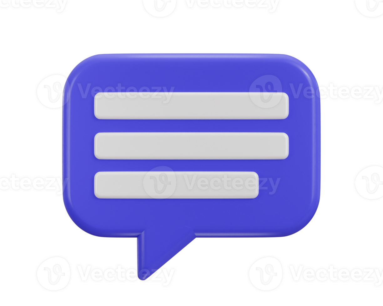 Chat message on speech bubble icon 3d rendering illustration png