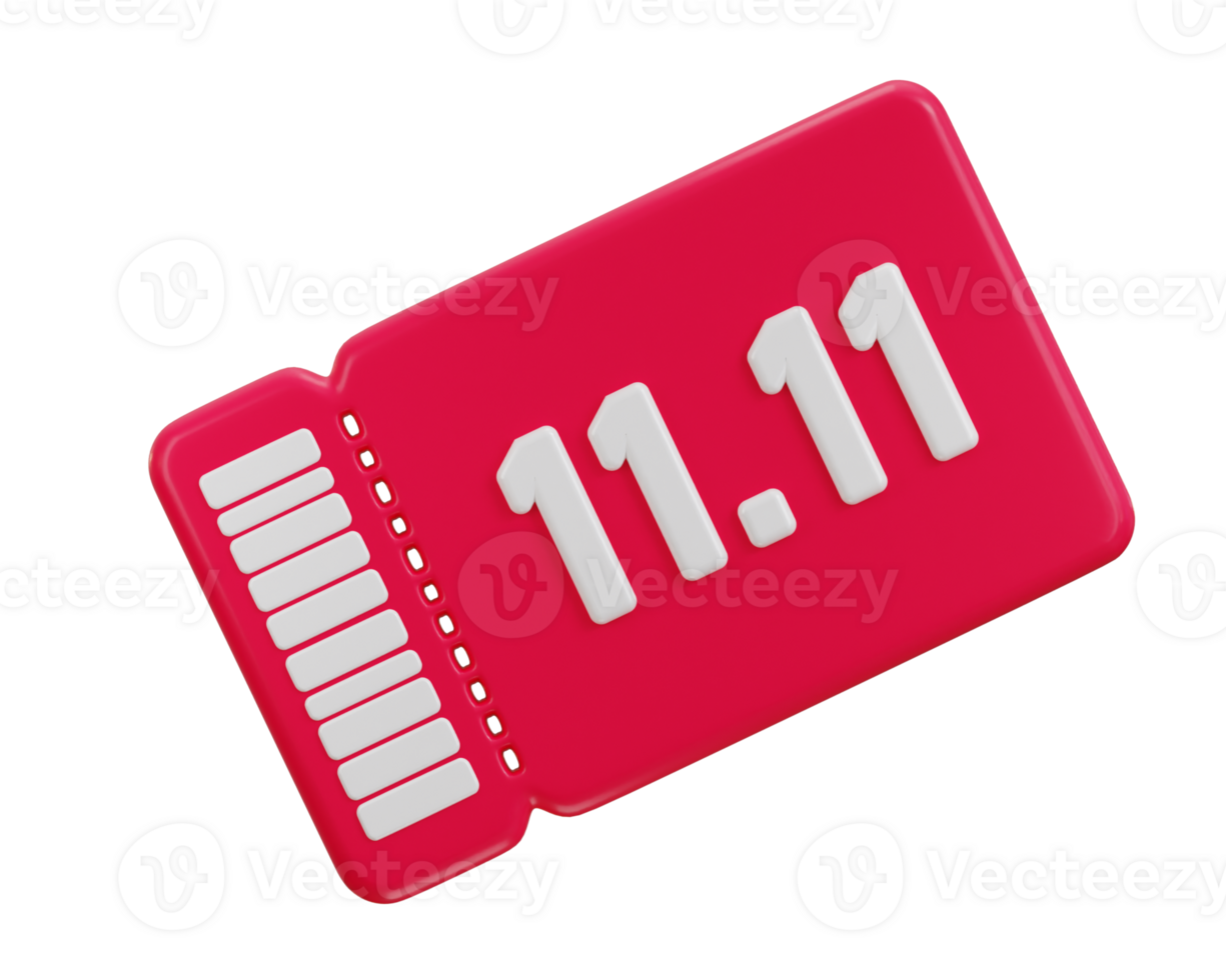 11.11 sale coupon icon 3d rendering illustration png