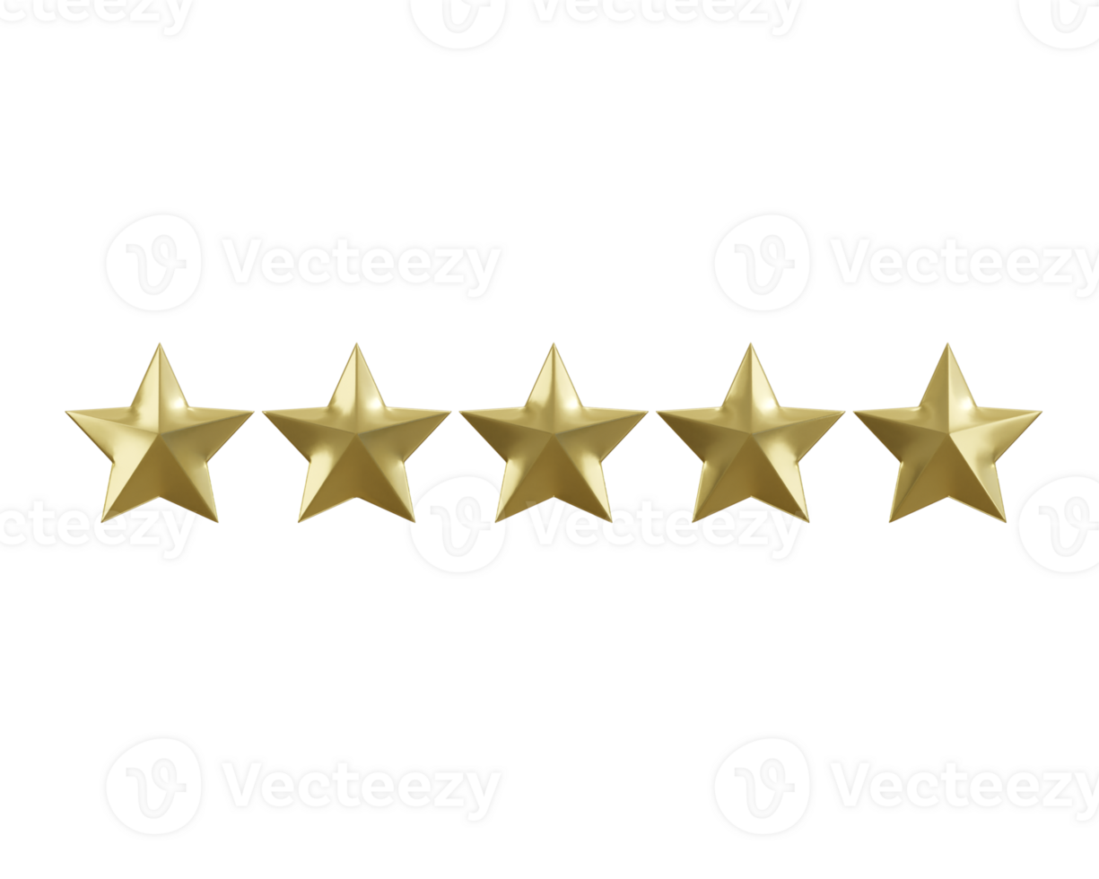 five stars ratting icon 3d render concept of customer feedback ratting icon illustration png