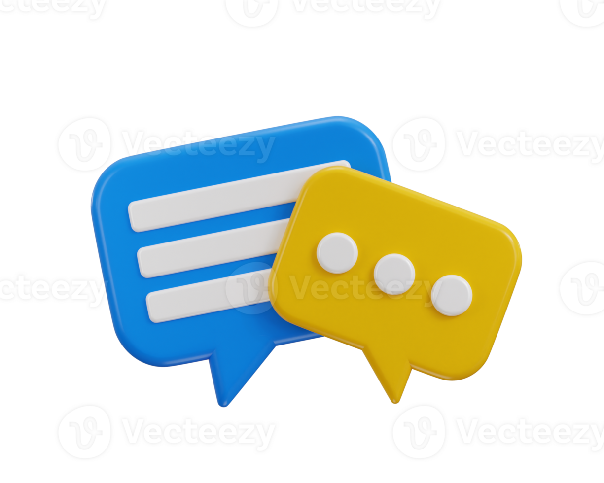Chat message on speech bubble icon 3d rendering illustration png