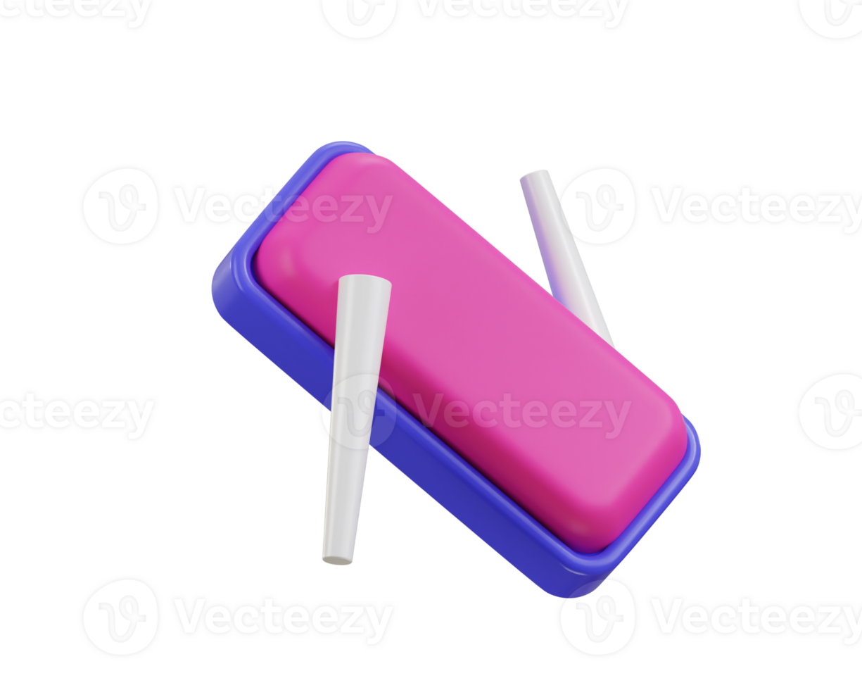 chalk and duster icon 3d rendering illustration png