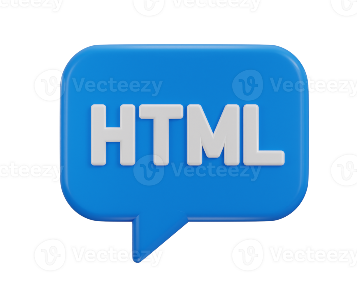 HTML icon 3d render concept of programming language icon illustration png