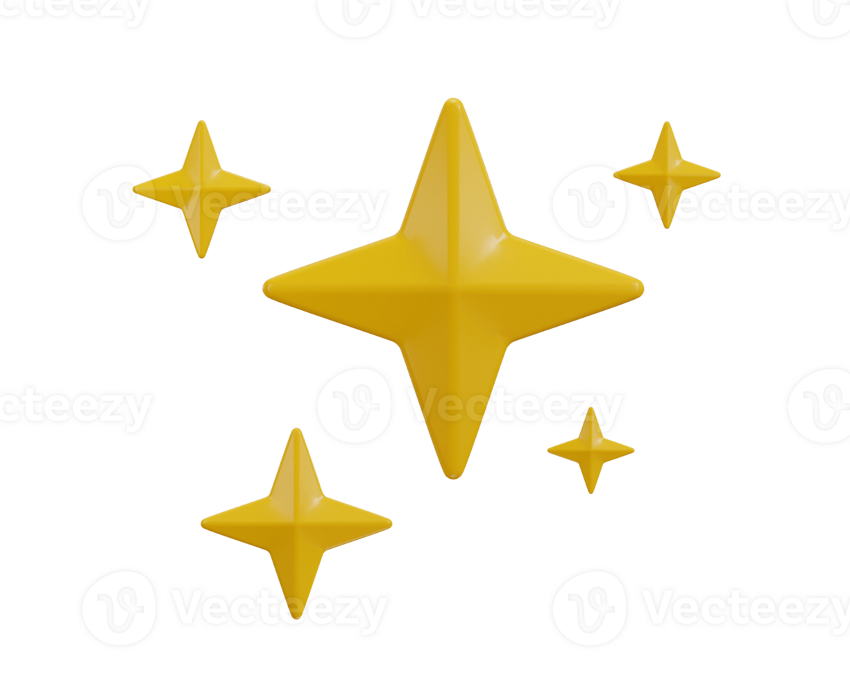 shine stars icon 3d rendering illustration png