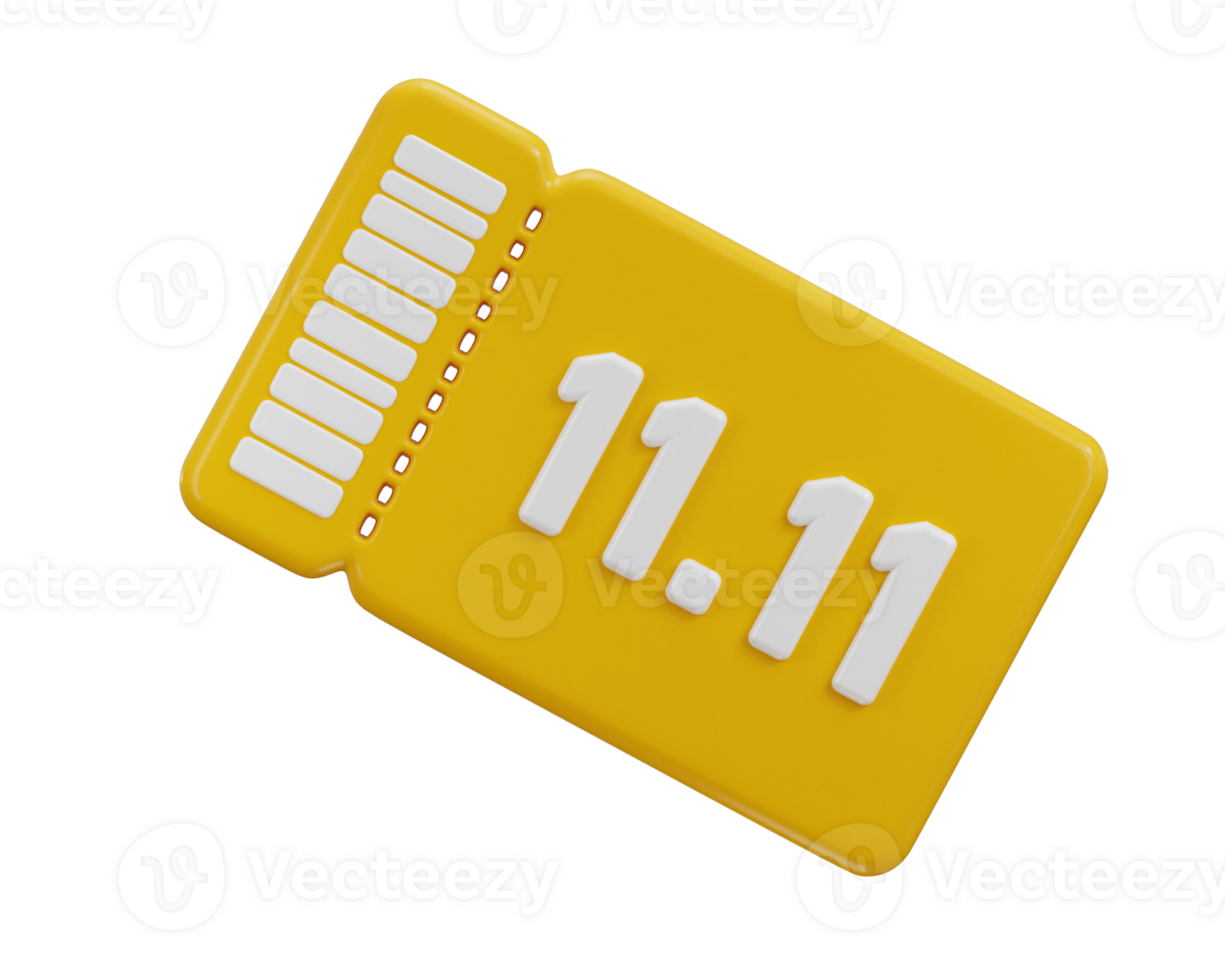 11.11 sale coupon icon 3d rendering illustration png