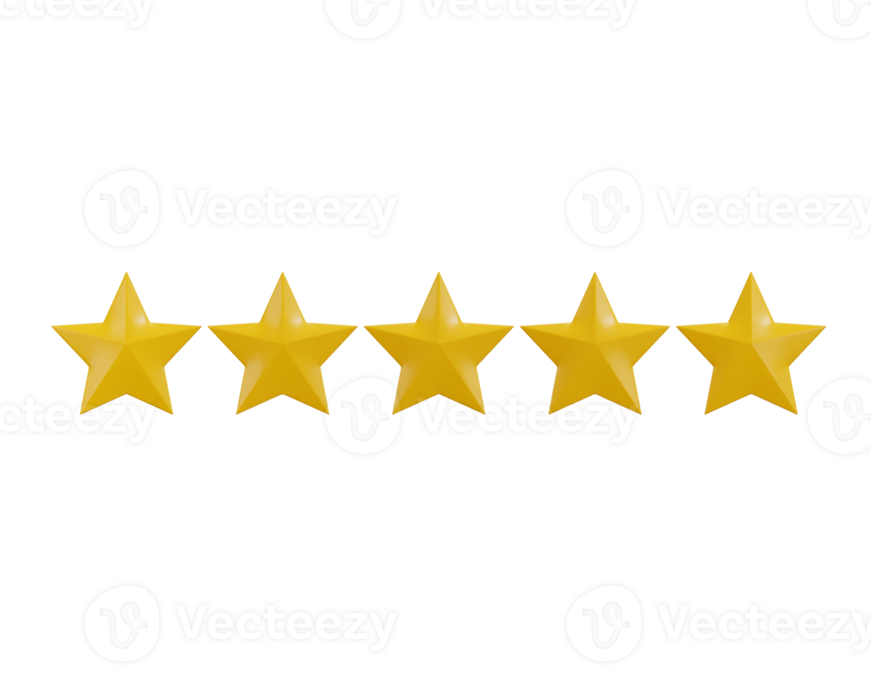 five stars ratting icon 3d render concept of customer feedback ratting icon illustration png