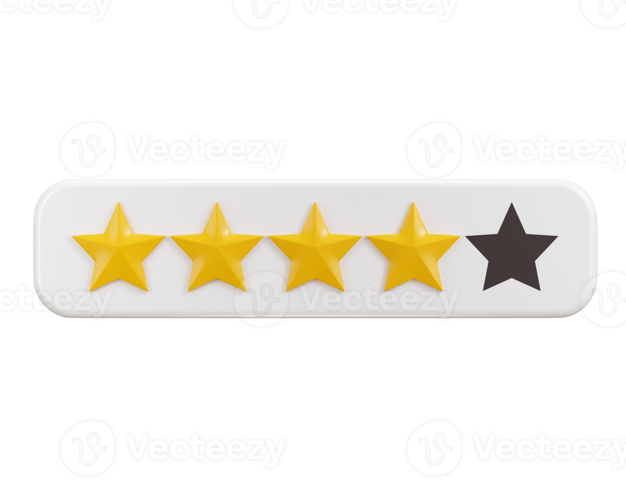 four stars ratting icon 3d render concept of customer feedback ratting icon illustration png