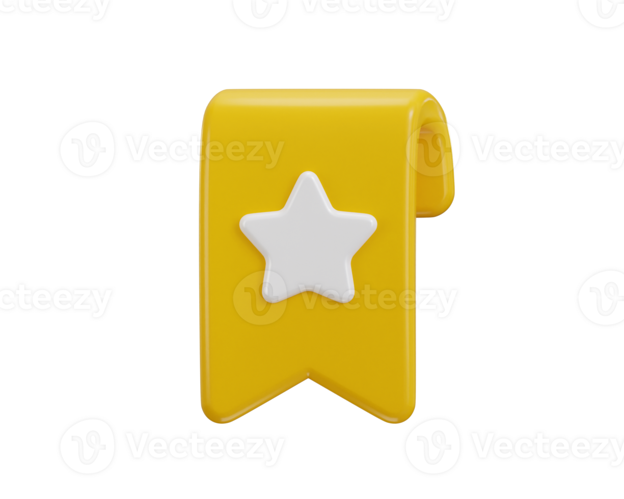 star with book mark icon 3d rendering illustration png