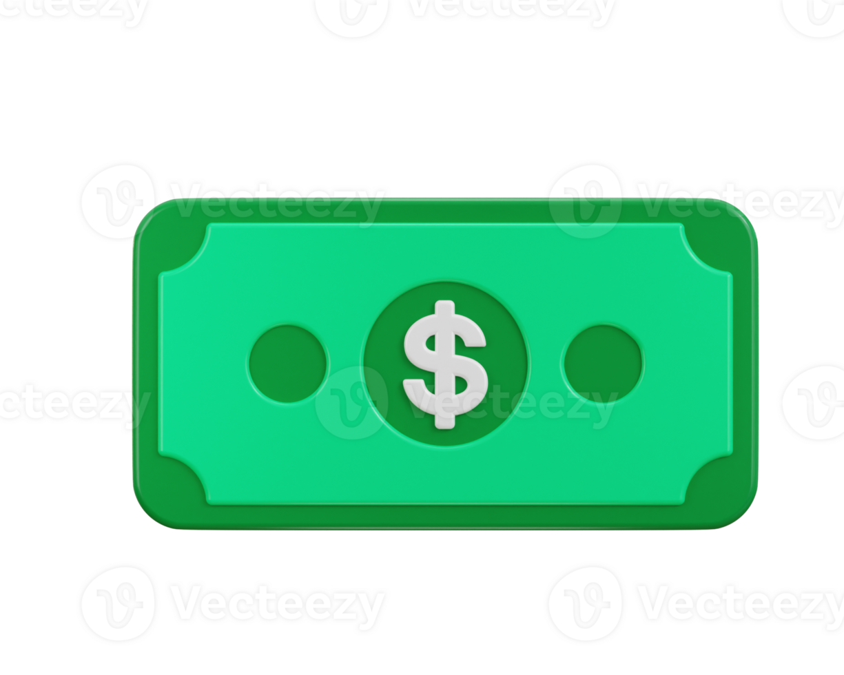 Money icon with dollar sign 3d rendering illustration png
