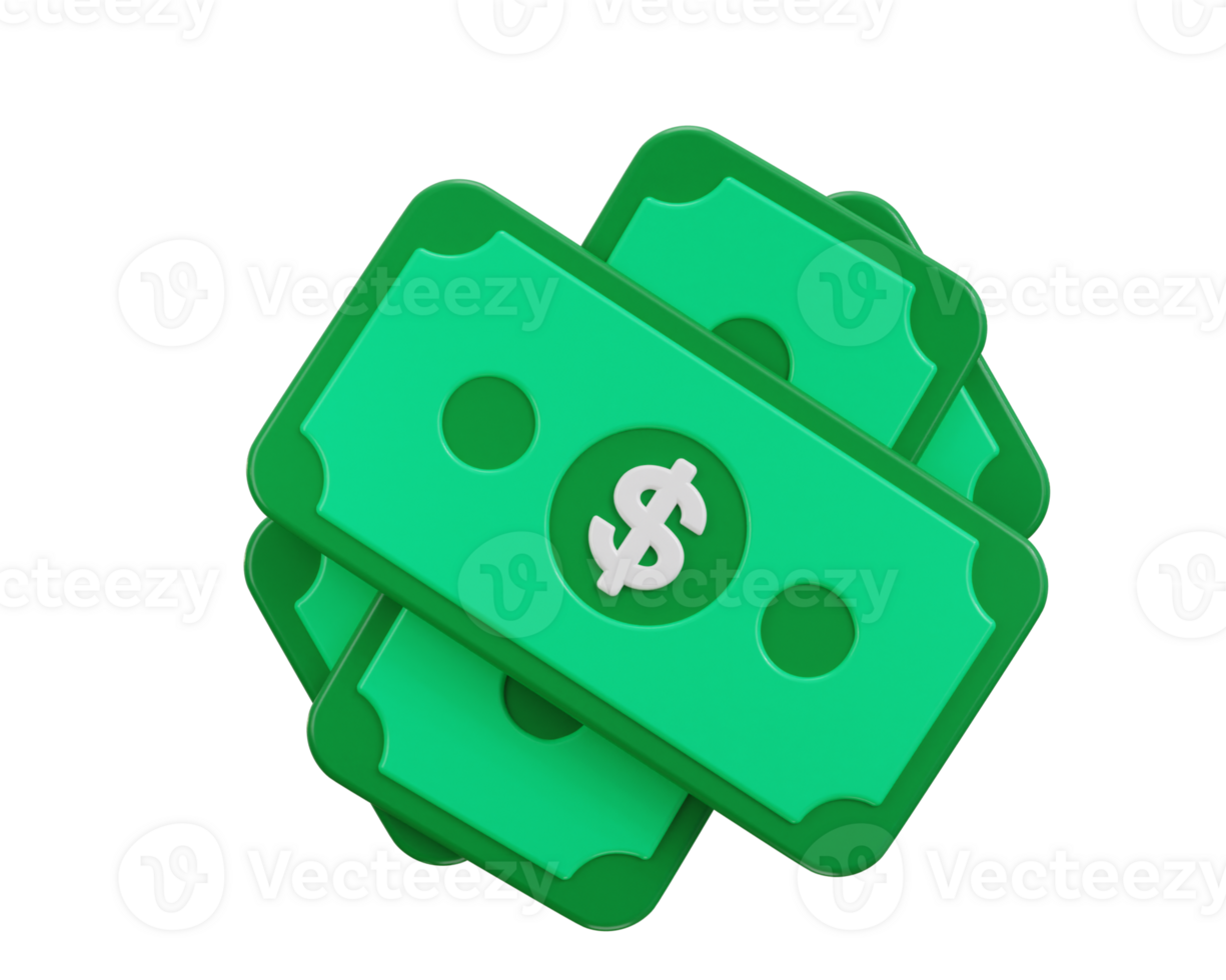 Money icon with dollar sign 3d rendering illustration png
