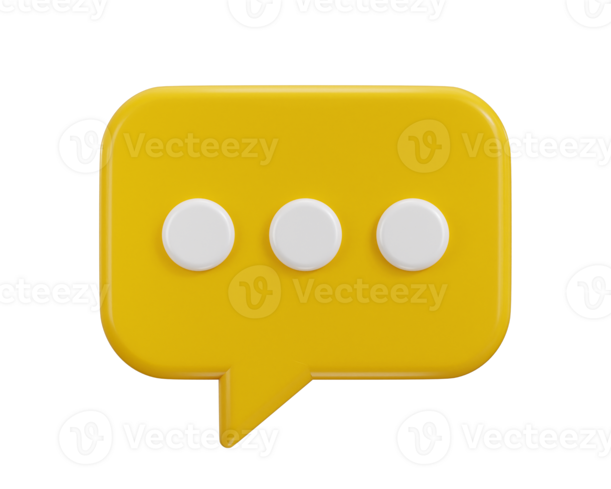 Chat message on speech bubble icon 3d rendering illustration png