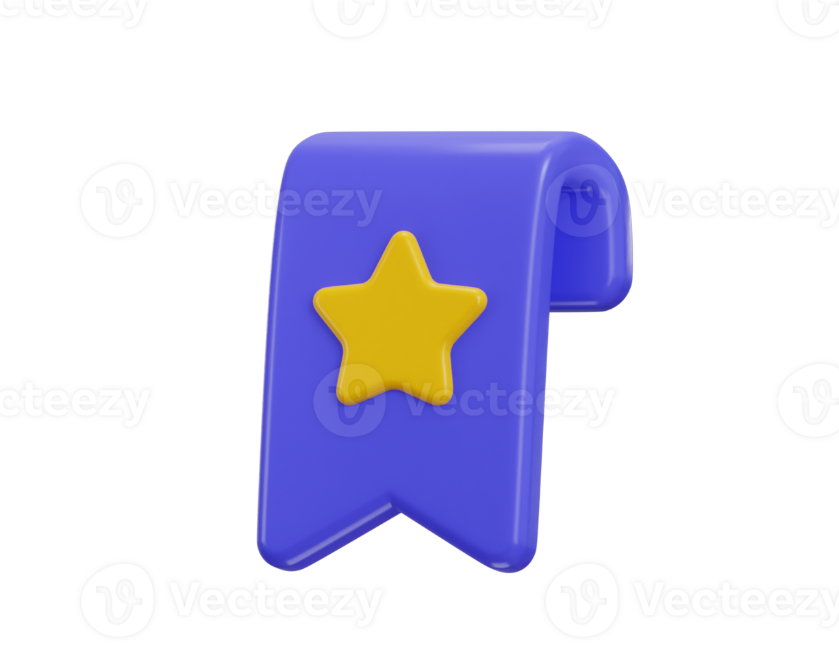 star with book mark icon 3d rendering illustration png