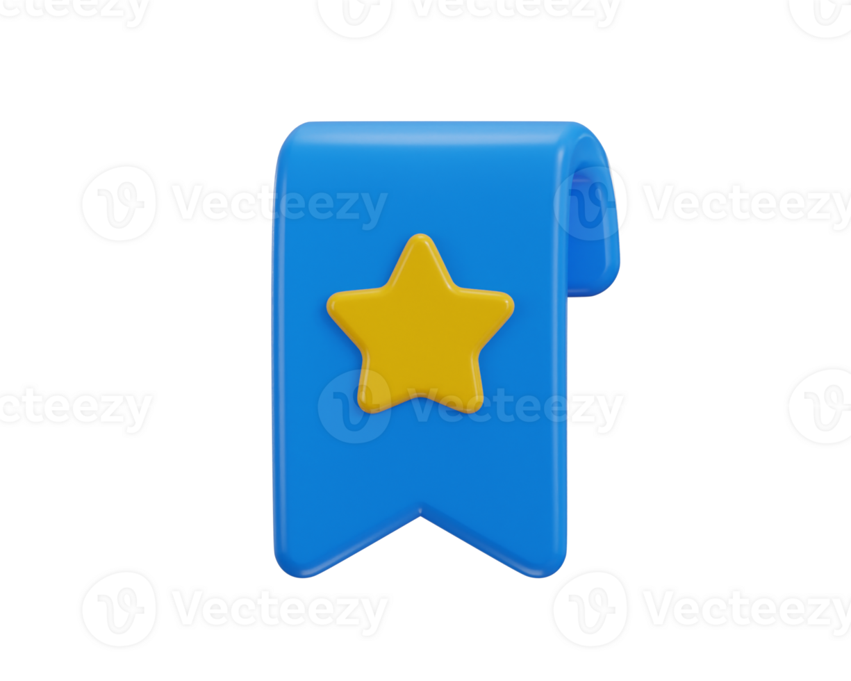 star with book mark icon 3d rendering illustration png
