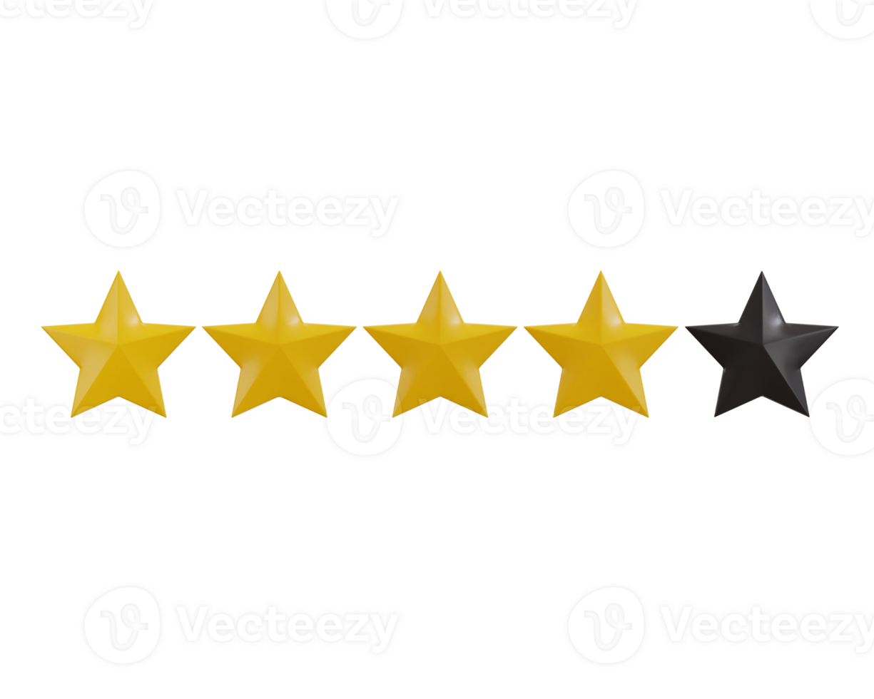 four stars ratting icon 3d render concept of customer feedback ratting icon illustration png