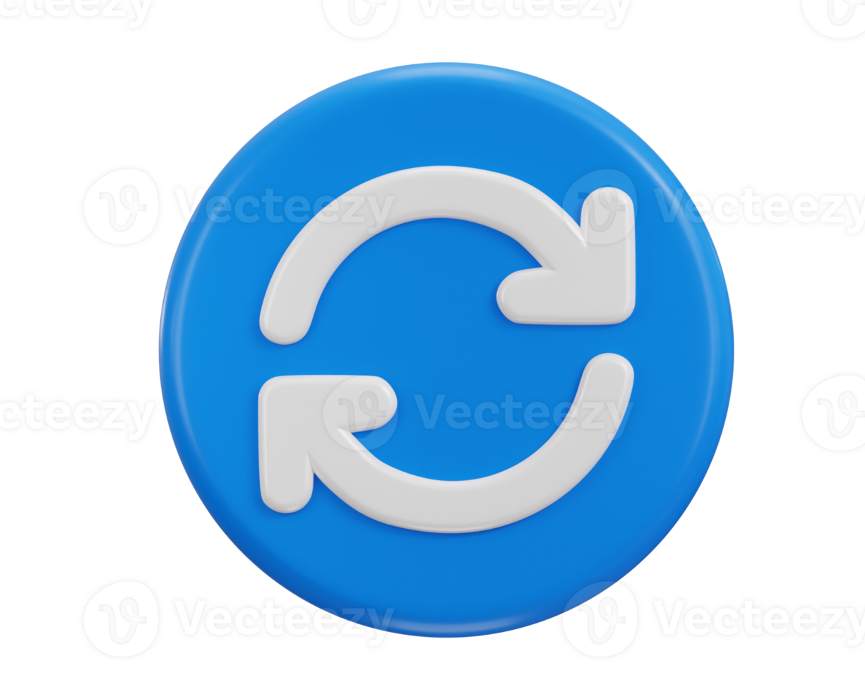 Refresh Icon, Reload Icon, Rotation Arrows Symbol 3d icon illustration png
