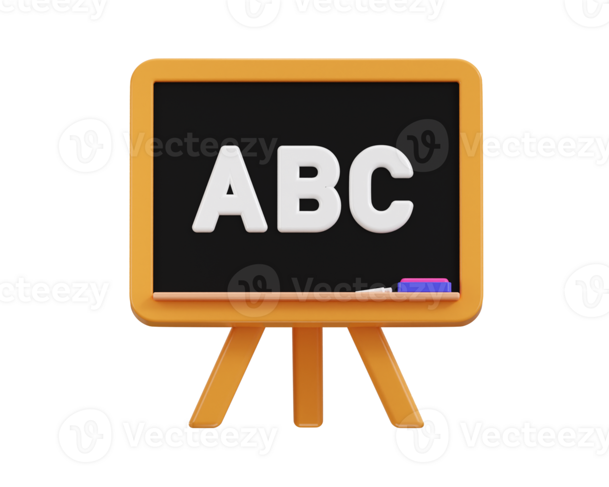 School blackboard icon with duster and chalk icon 3d rendering illustration png