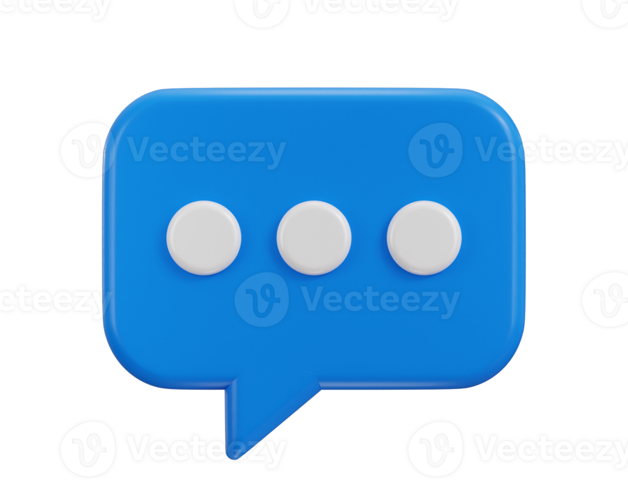 Chat message on speech bubble icon 3d rendering illustration png