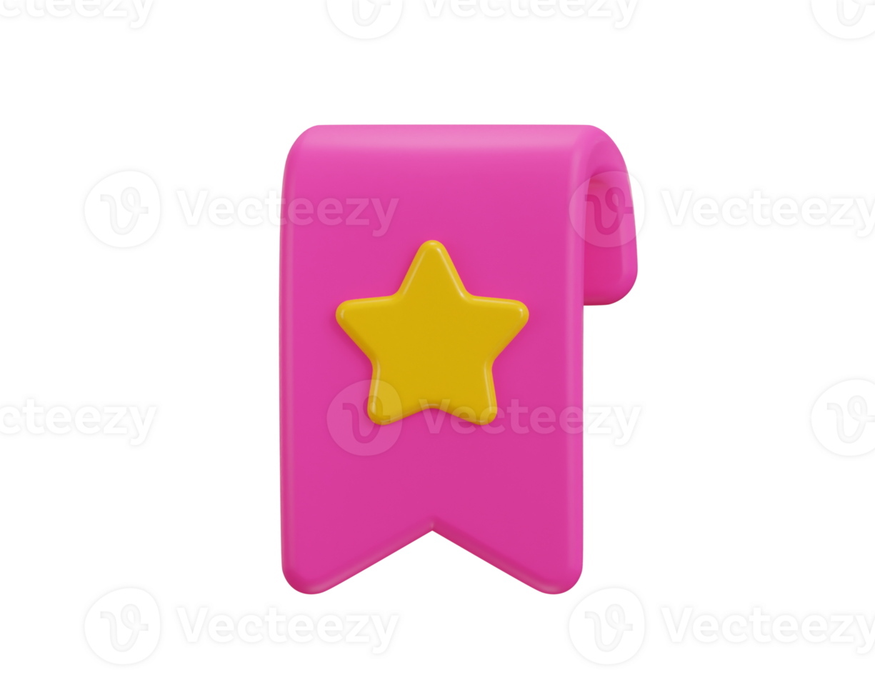 star with book mark icon 3d rendering illustration png