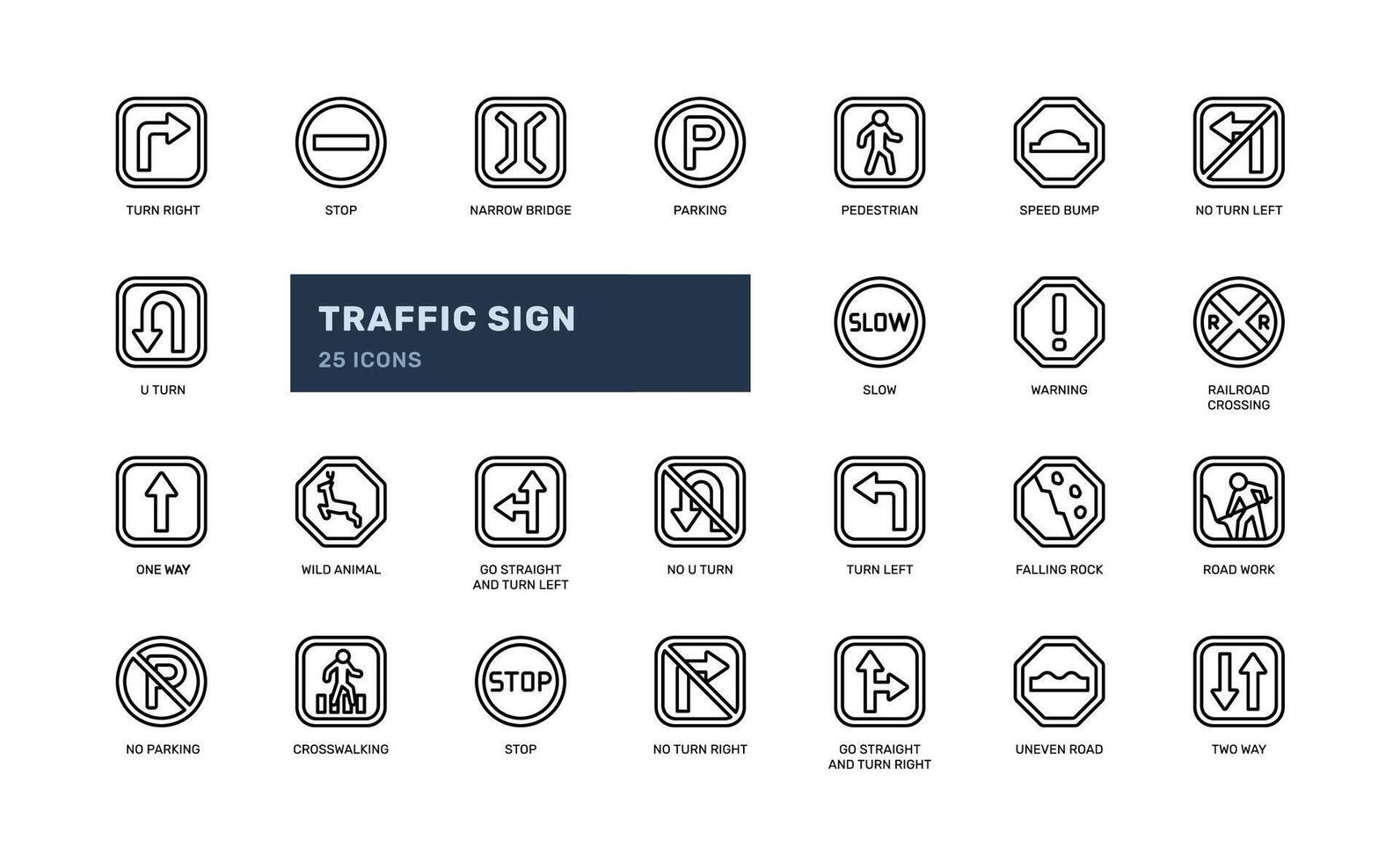 Traffic Sign Transportation road signpost guide warning attention caution detailed icon set vector
