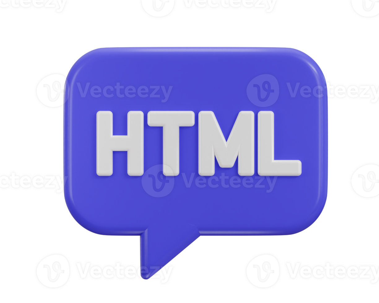 HTML icon 3d render concept of programming language icon illustration png
