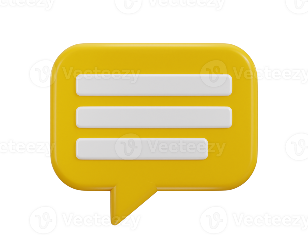 Chat message on speech bubble icon 3d rendering illustration png