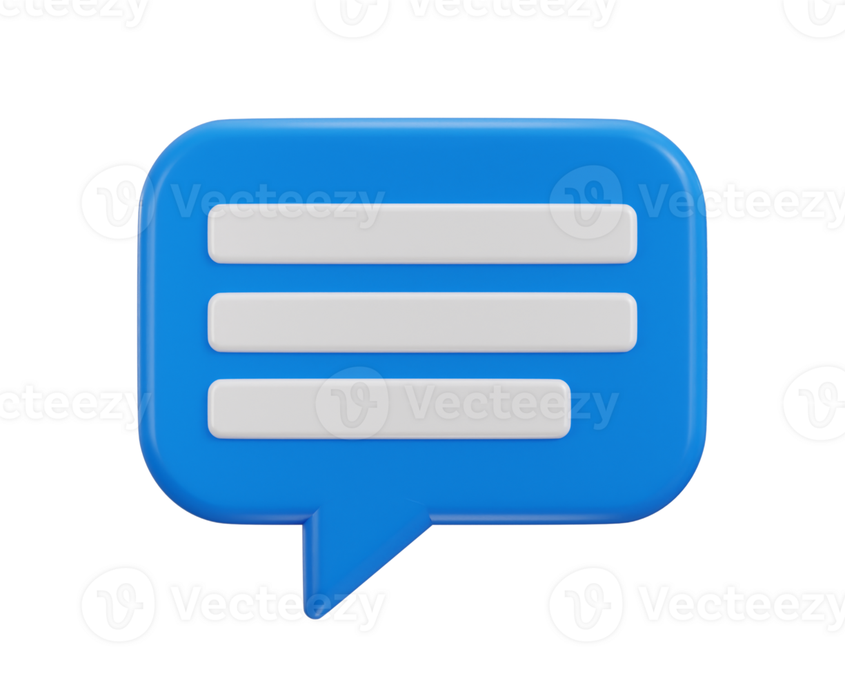Chat message on speech bubble icon 3d rendering illustration png