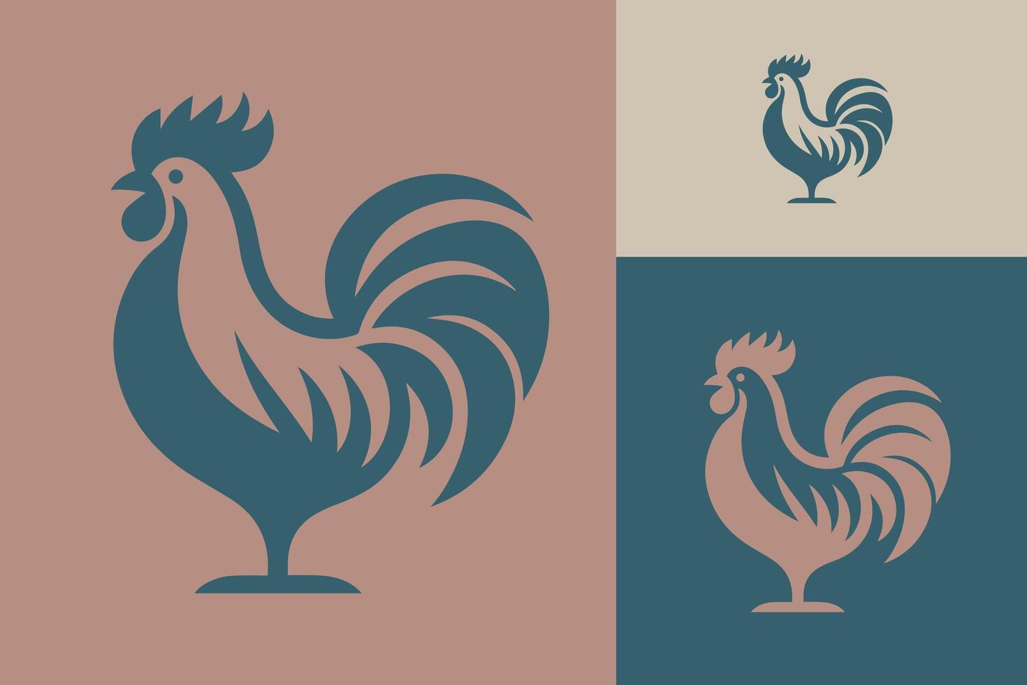 Abstract Logo Rooster Silhouette for Agriculture Farming Iconic Fresh Concept vector