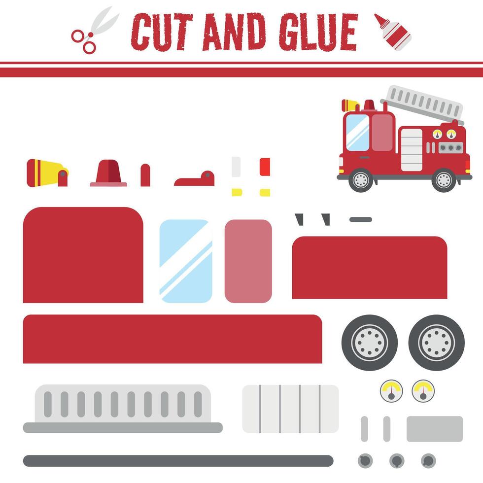 Cut and Glue Sheet of Firefighter Truck. An educational game for kids ...