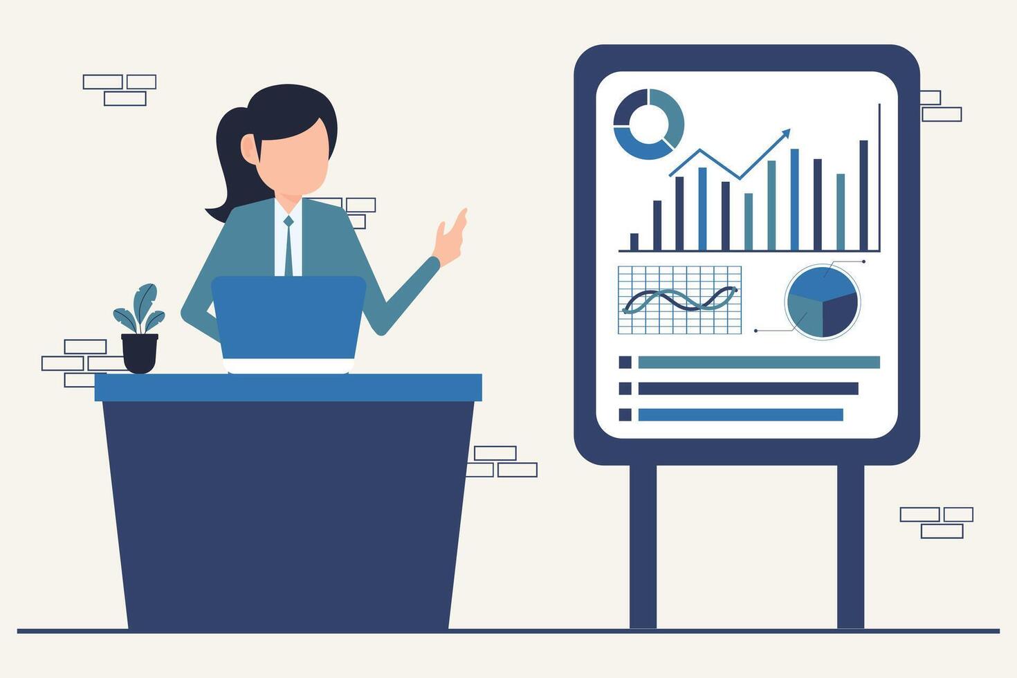 Business Presentation and Data Analysis Illustration vector
