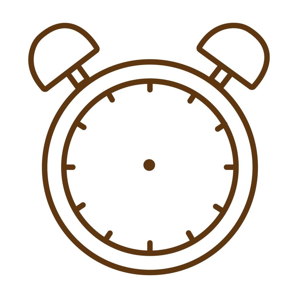 A minimalist line drawing of an alarm clock without numbers or hands, conveying simplicity, punctuality, and the concept of time in a stylized manner. vector