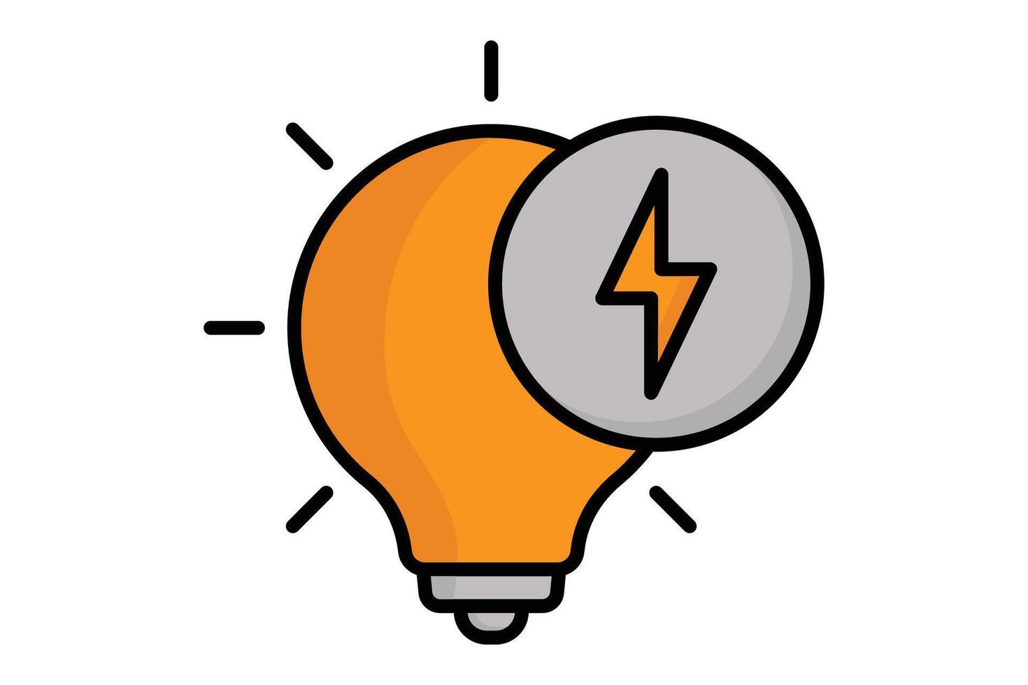 Electricity icon. light bulb with energy. icon related to utilities. colored outline icon style. utilities elements illustration vector