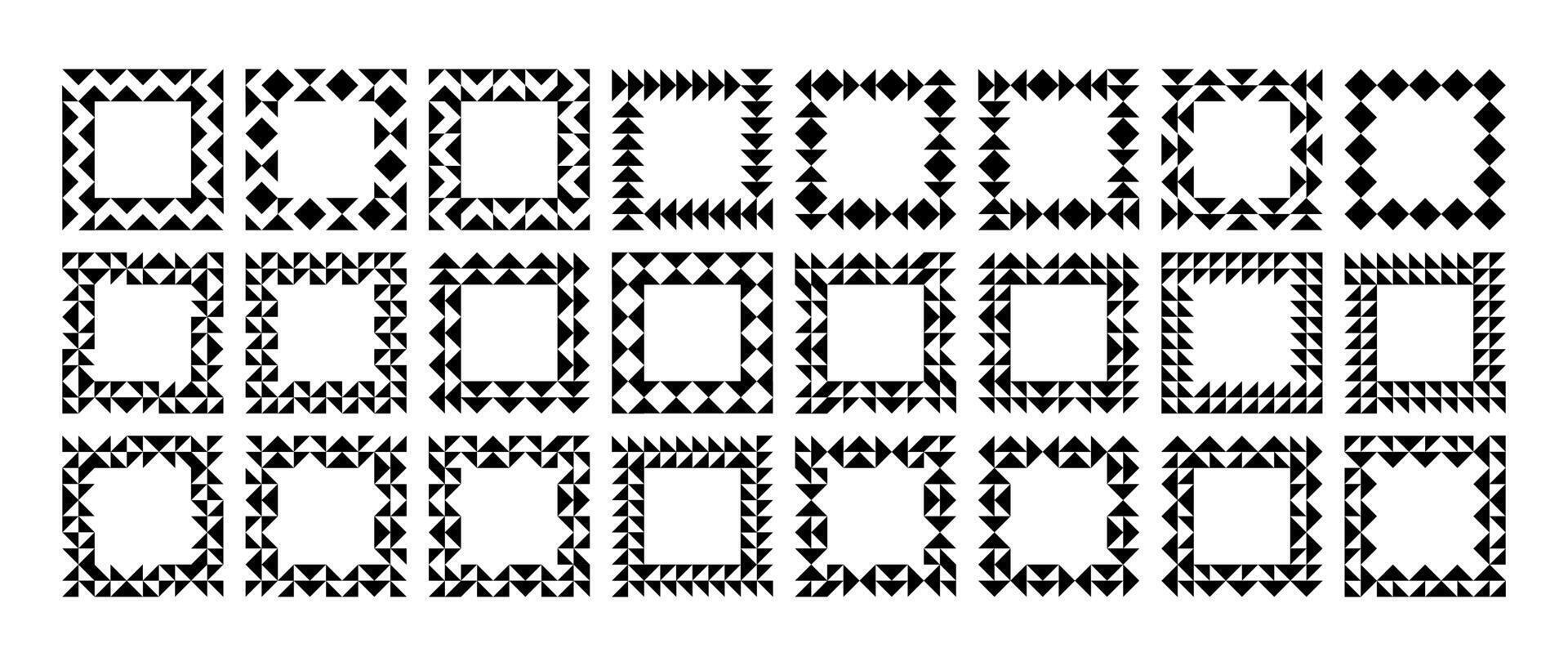Flat memphis triangle square border design set vector