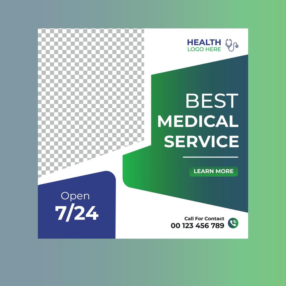 Medical social media post template design, Healthcare, and medical social media post web banner or square template vector