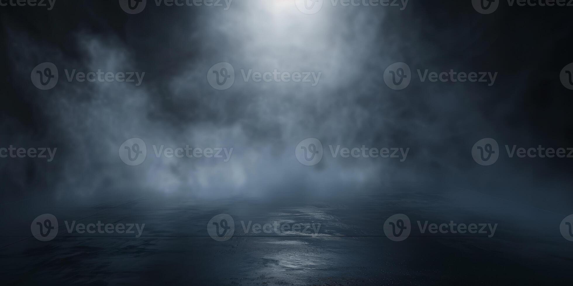 The dark stage shows, dark background, an empty dark scene, neon light, and spotlights. The concrete floor and studio room with smoke float up the interior texture. High quality photo