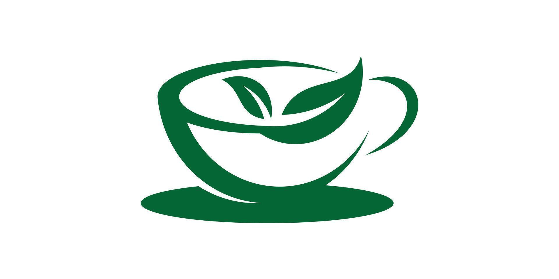 green tea logo design, cup, herbal, tea, organic, leaf, logo design icon, symbol, , creative, idea. vector
