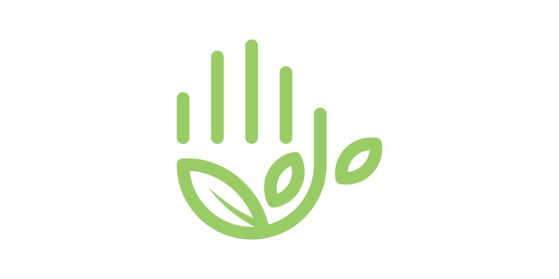 logo design of hands and leaves, ecology, hello, health, care,. logo design icon, symbol, , creative idea. vector