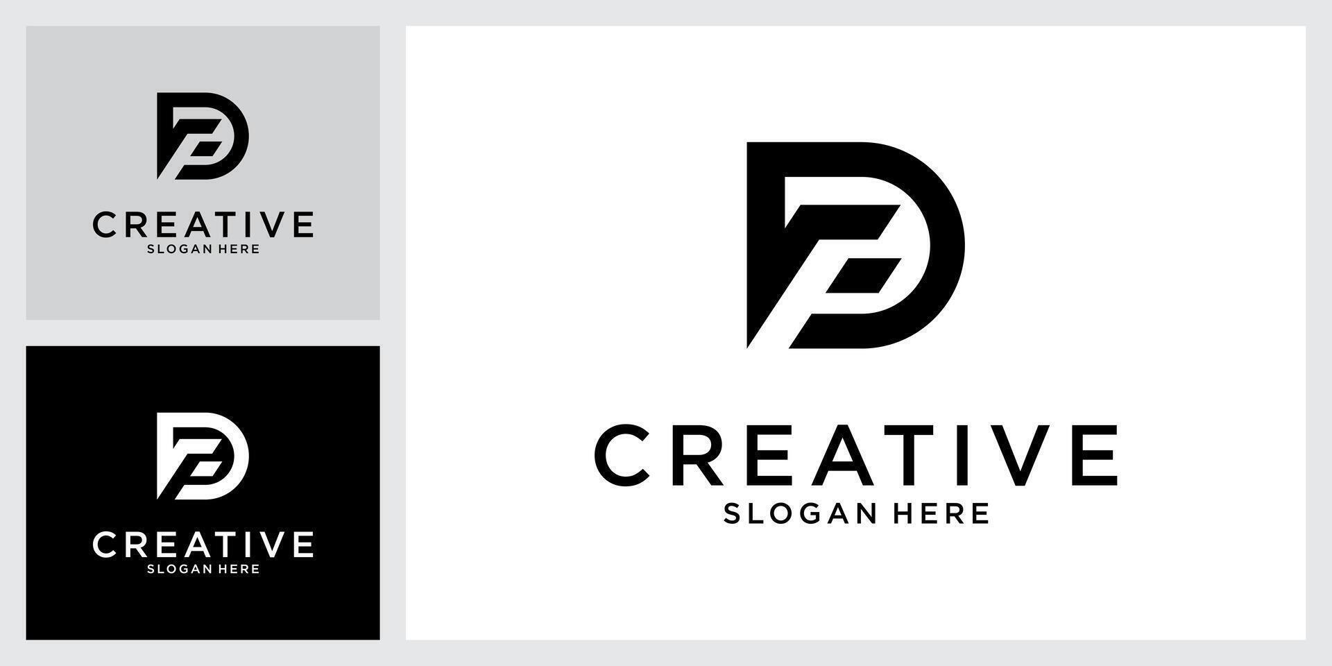 FD or DF initial letter logo design vector