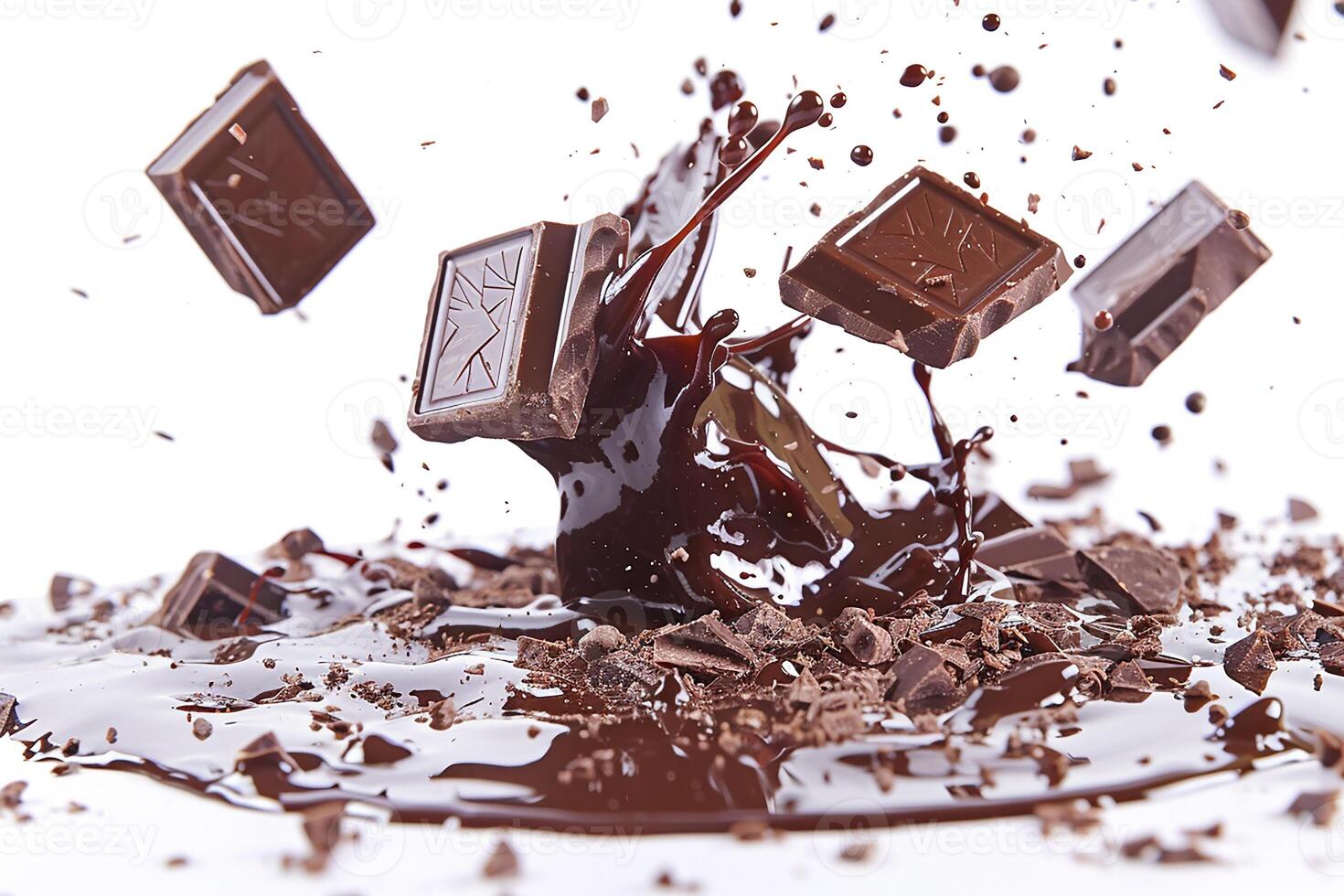 Melted Chocolate Bar on Isolated Background photo