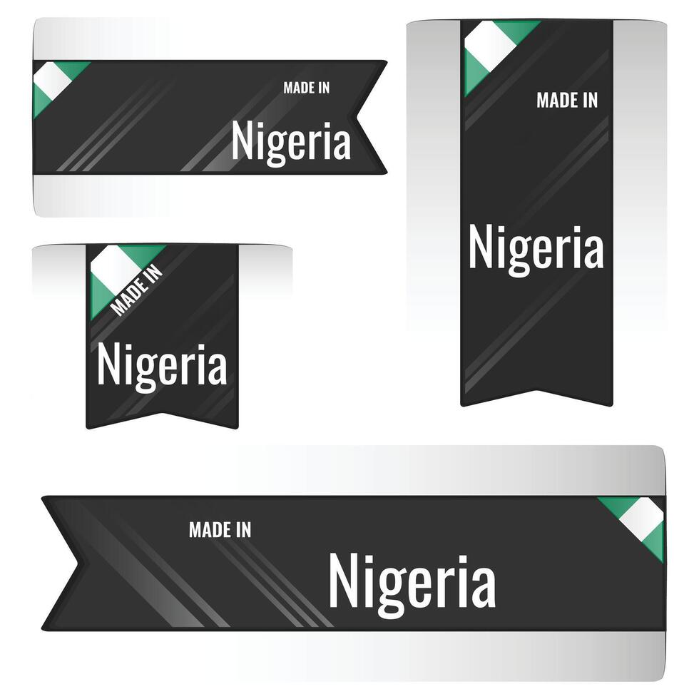 Set of Made in Nigeria labels, signs. Modern Nigeria made in stamp vector