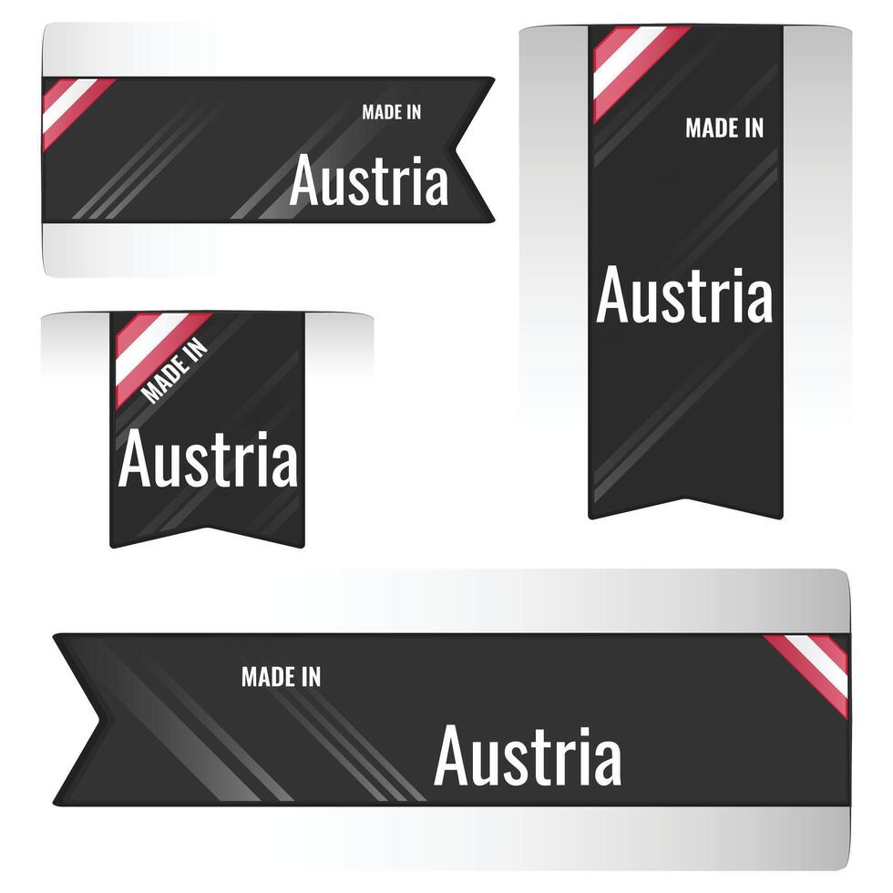 Set of Made in Austria, signs. Modern Austria made in stamp vector