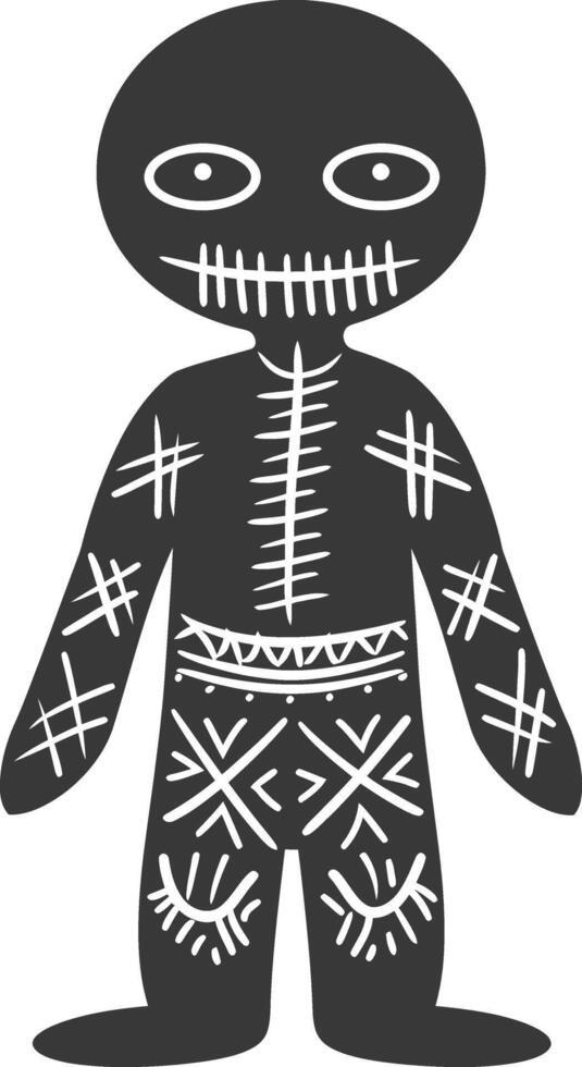 Silhouette voodoo doll black color only vector