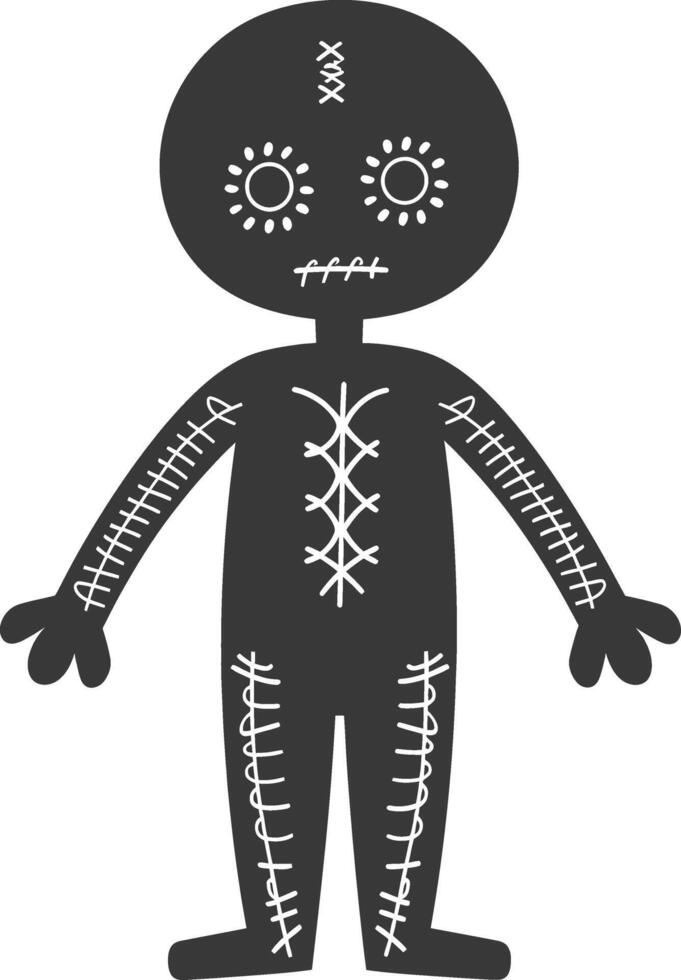Silhouette voodoo doll black color only vector