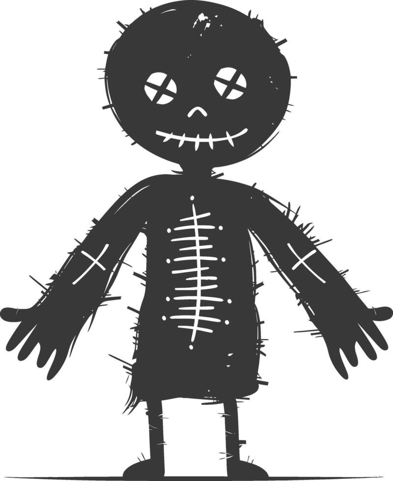 Silhouette voodoo doll black color only vector