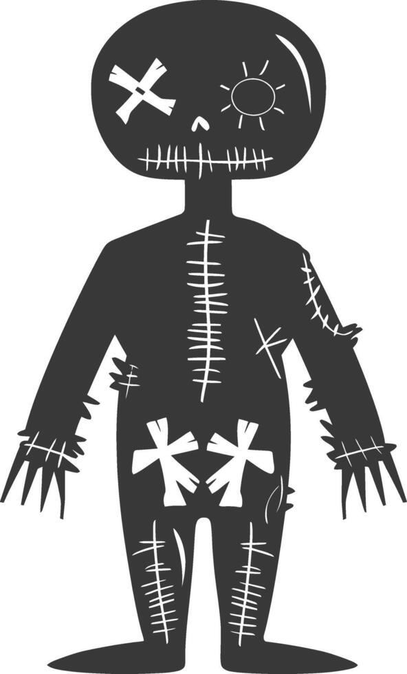 Silhouette voodoo doll black color only vector
