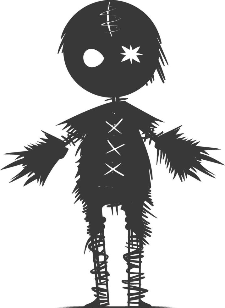 Silhouette voodoo doll black color only vector