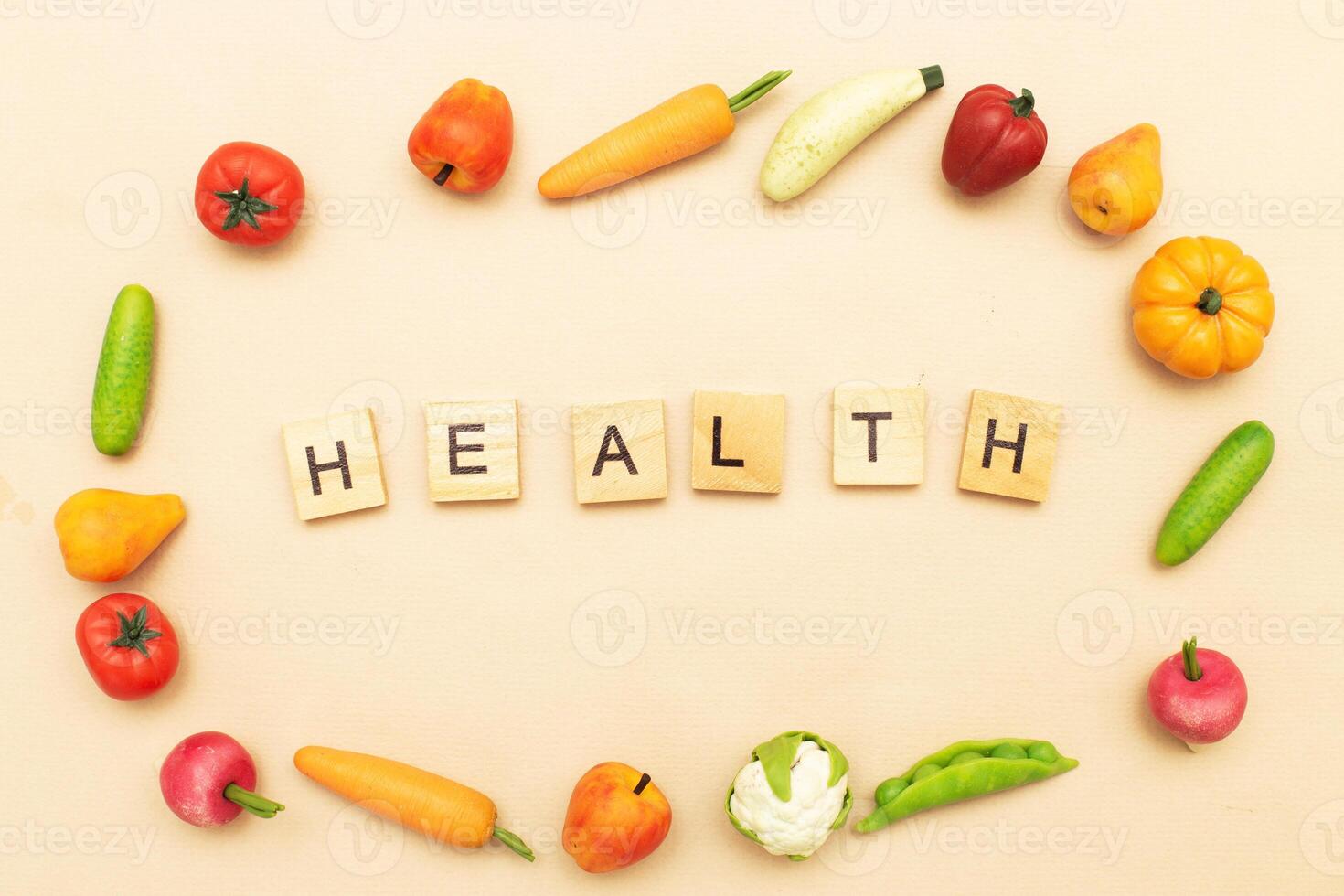 Different healthy food products on a grey background. photo