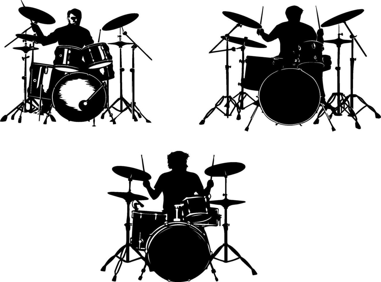 Energetic Drummers Silhouette, Perfect Design for Music and Band Related Projects vector